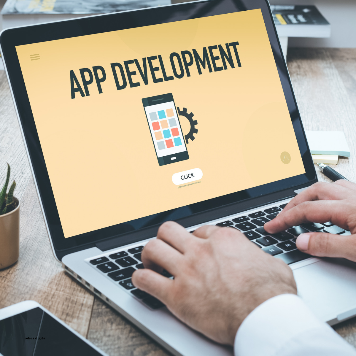 Application development displayed on a laptop screen